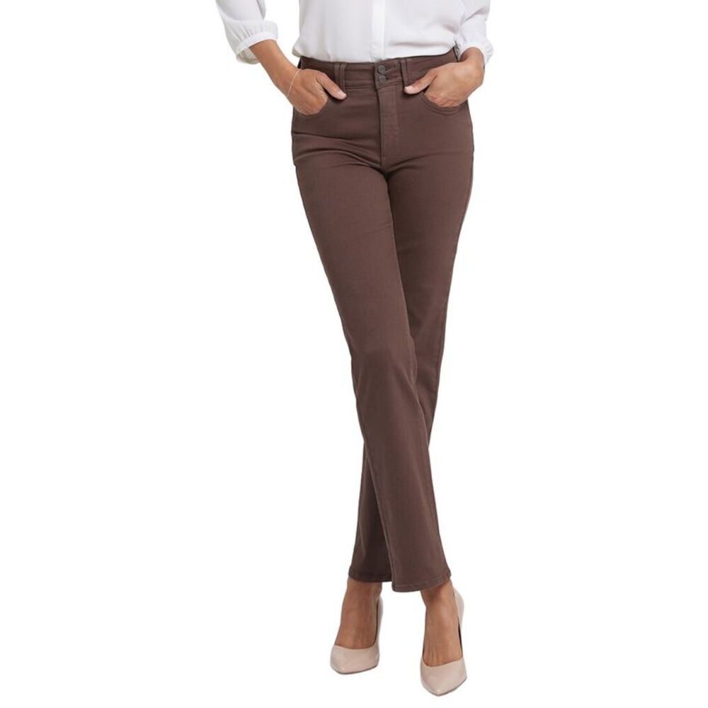 Nydj Womens  Marilyn Coffee Bean Straight Leg Jean